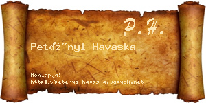 Petényi Havaska névjegykártya
